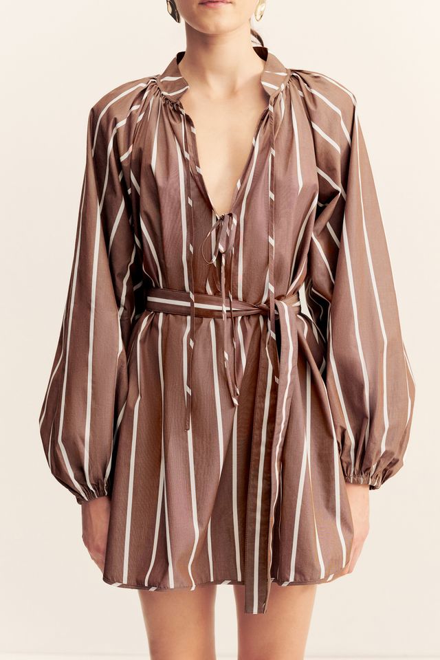 
                      
                        Shona Joy - Spencer Blouson Mini Dress in Cafe Au Lait
                      
                    