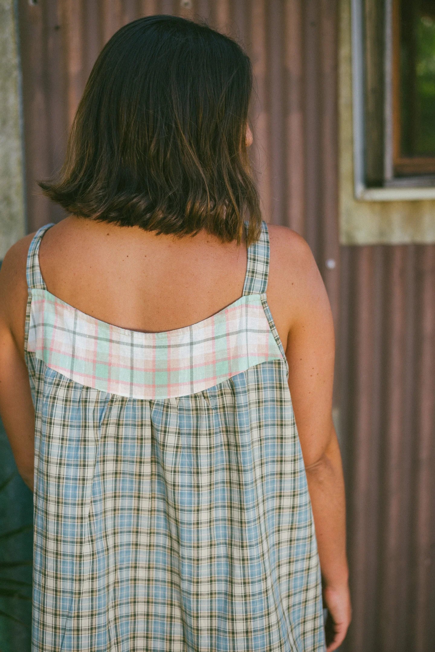 Atmosea - Patchwork Sun Dress in Cottage Plaid