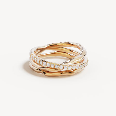 By Charlotte - Entwined Hearts Statement Ring in Gold
