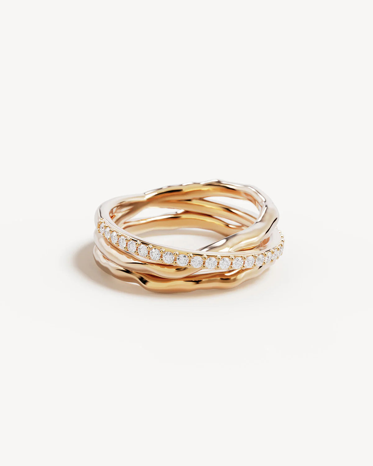 By Charlotte - Entwined Hearts Statement Ring in Gold