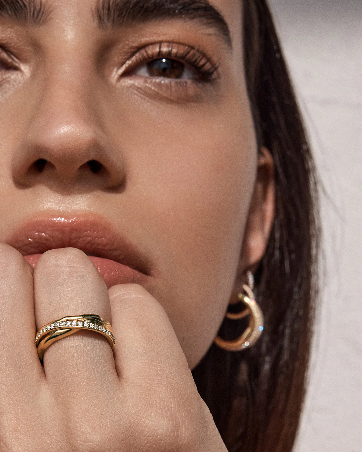 By Charlotte - Entwined Hearts Statement Ring in Gold