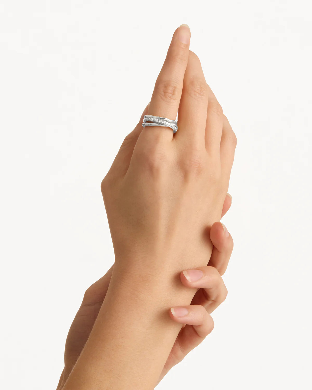 By Charlotte - Entwined Hearts Ring in Silver