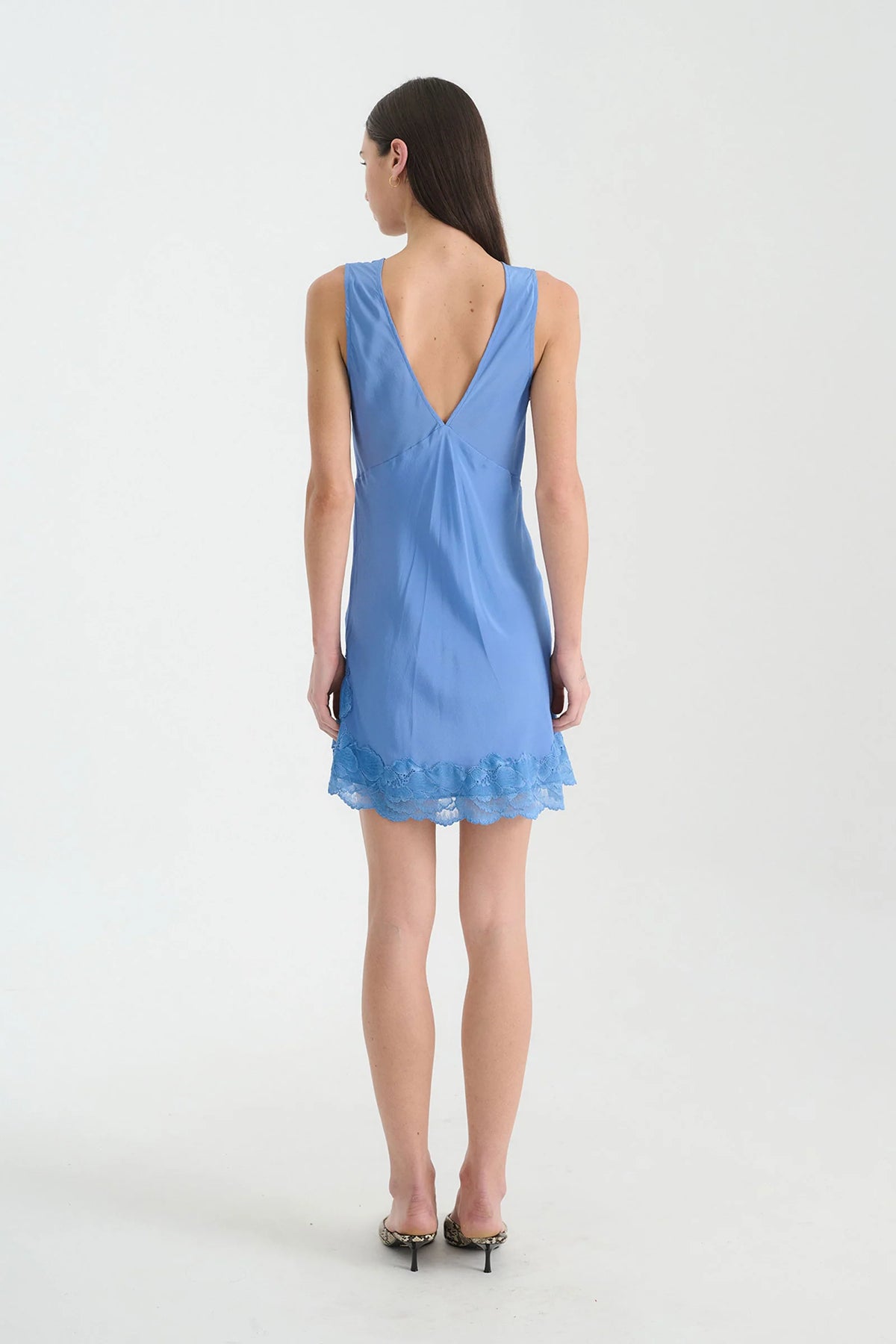 ROWIE - Annie Silk Mini Dress in Cornflower