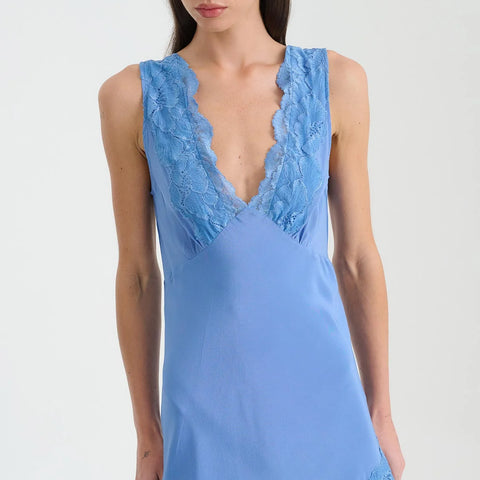 ROWIE - Annie Silk Mini Dress in Cornflower