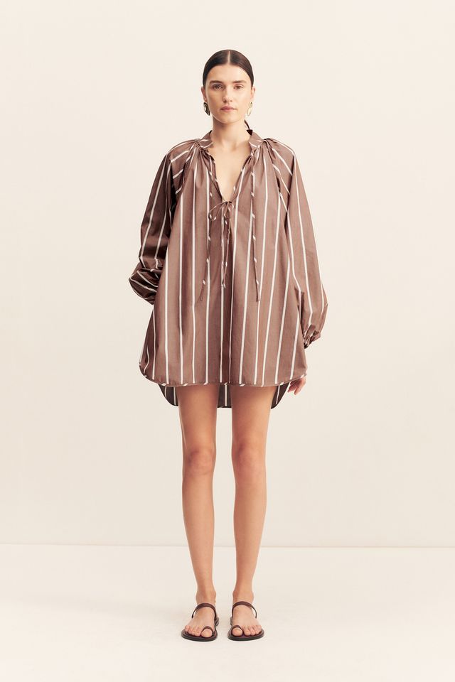 Shona Joy - Spencer Blouson Mini Dress in Cafe Au Lait