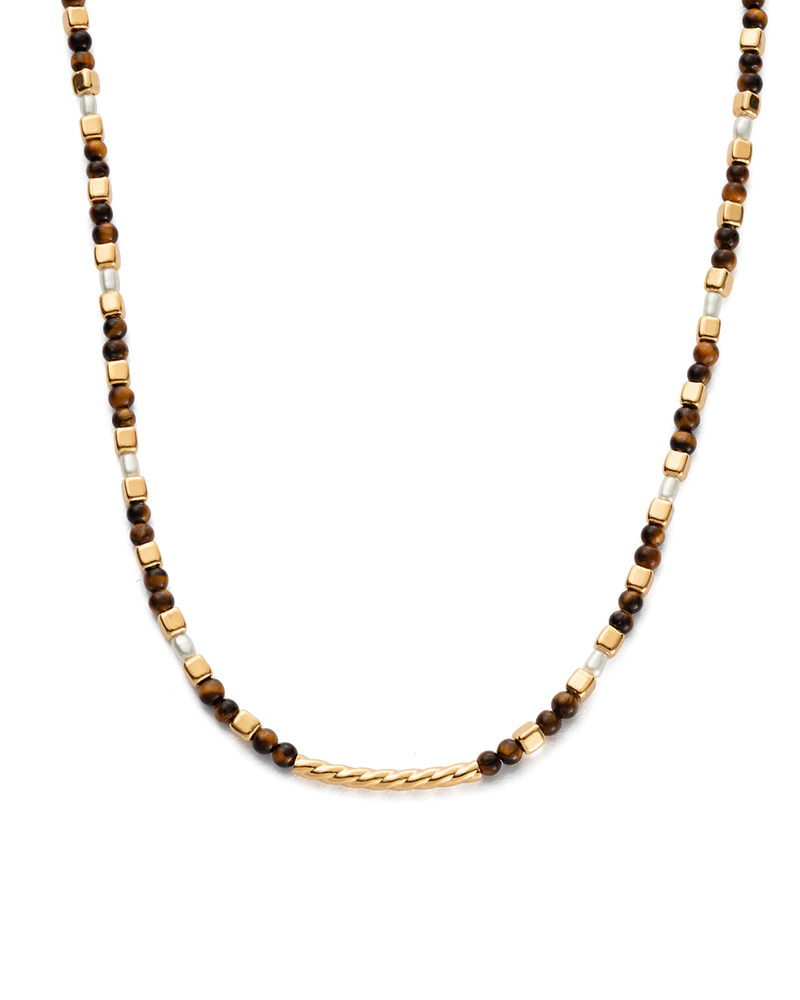 Kirstin Ash - Soleil Tigers Eye Necklace in Gold