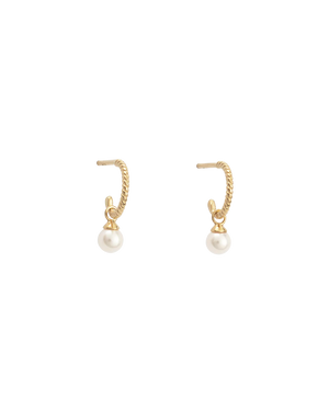 
            
                Load image into Gallery viewer, Kirstin Ash - Tiny Pearl Hoops in Gold
            
        