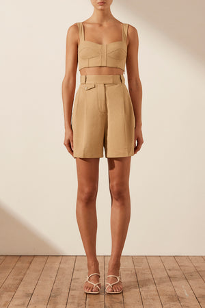 
            
                Load image into Gallery viewer, Shona Joy - Sara Tailored Wide Leg Short in Camel
            
        
