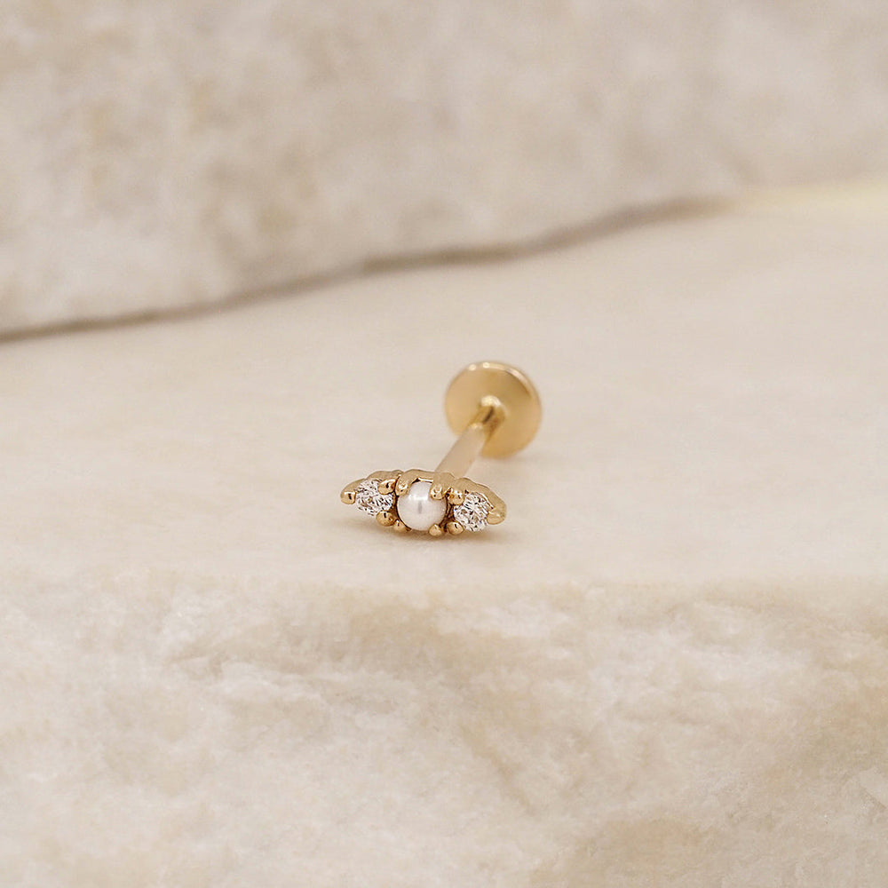 By Charlotte - 14k Solid Gold Angelic Cartilage Flatback Earring - 6.5mm