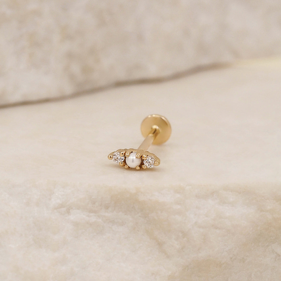 By Charlotte - 14k Solid Gold Angelic Cartilage Flatback Earring - 6.5mm