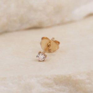 By Charlotte - 14K Solid Gold Sweet Droplet Diamond Stud Earrings - 2mm