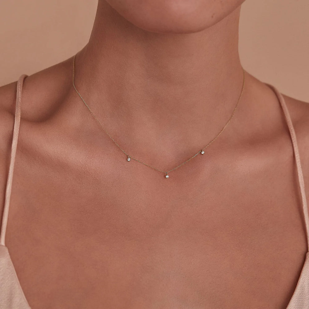By Charlotte - 14k Gold Droplets Diamond Necklace