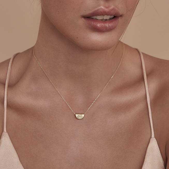 
            
                Load image into Gallery viewer, By Charlotte - 14k Gold Mini Lotus Necklace
            
        