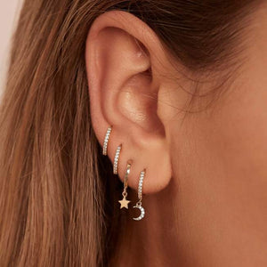 By Charlotte - 14k Solid Gold Wish Upon A Star Hoops