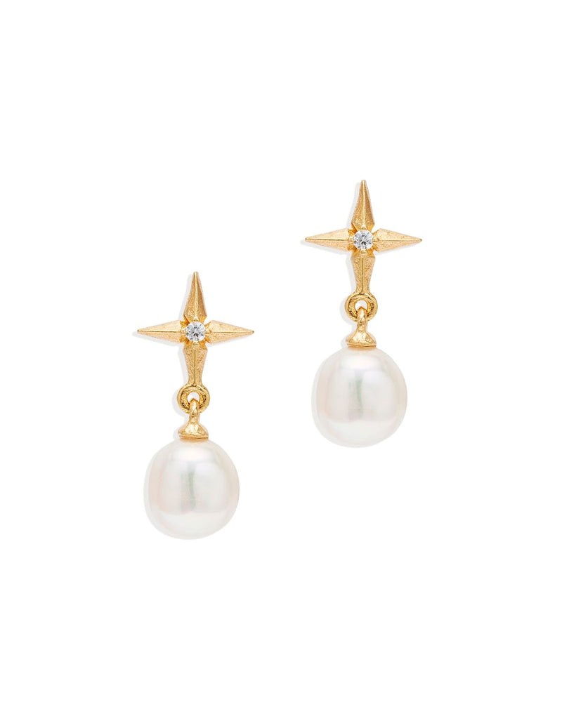 By Charlotte - Star Pearl Earrings in Gold