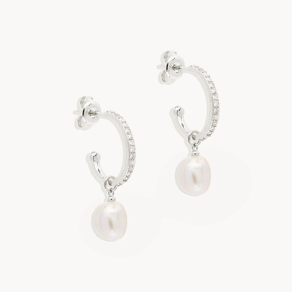 
            
                Load image into Gallery viewer, By Charlotte - Intention of Peace Pearl Hoops in Silver
            
        