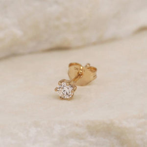 By Charlotte - 14K Solid Gold Sweet Droplet Diamond Stud Earrings - 3mm