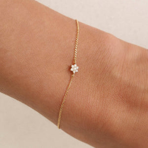 By Charlotte - 14k Solid Gold Crystal Lotus Flower Bracelet