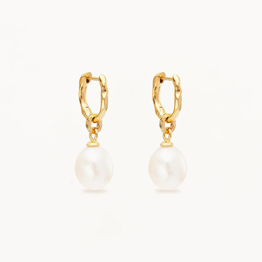 By Charlotte - Embrace Stillness Pearl Hoops in Gold