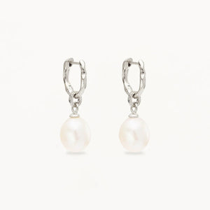 By Charlotte - Embrace Stillness Pearl Hoops in Silver