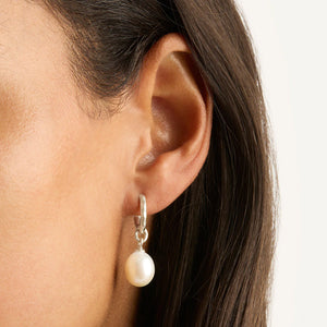 By Charlotte - Embrace Stillness Pearl Hoops in Silver