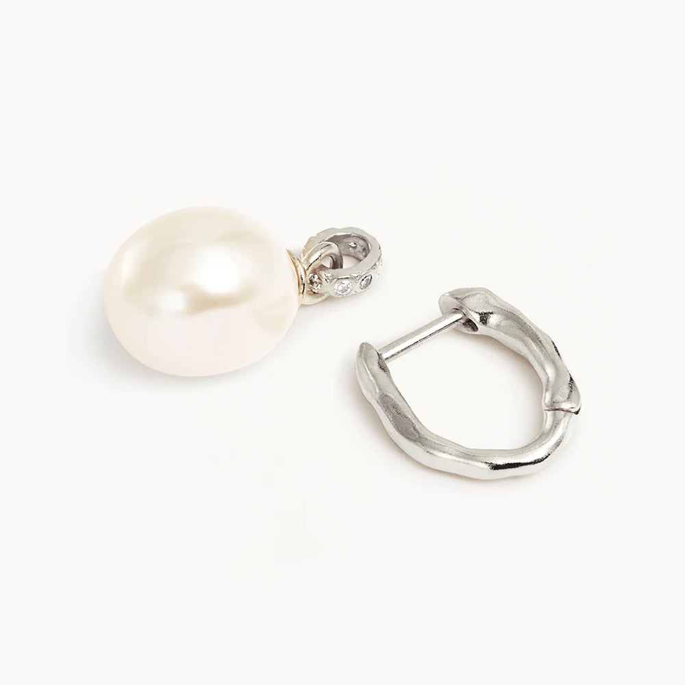 By Charlotte - Embrace Stillness Pearl Hoops in Silver
