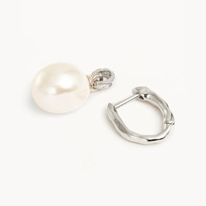 By Charlotte - Embrace Stillness Pearl Hoops in Silver