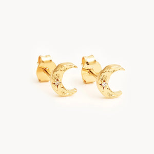 By Charlotte - Waning Crescent Stud Earrings In Gold