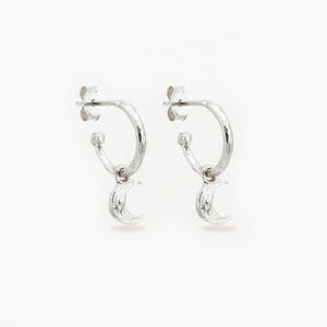 By Charlotte - Waning Crescent Hoops In Silver