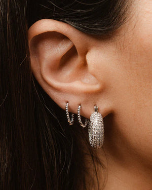 Luv Aj - Pave Mini Donut Hoops in Silver