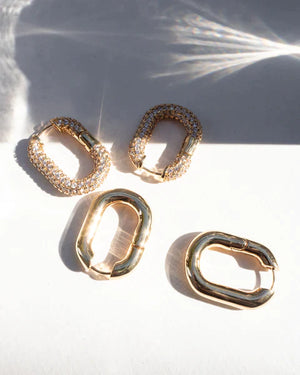 
            
                Load image into Gallery viewer, Luv Aj - XL Pave Chain Link Hoops in Gold
            
        