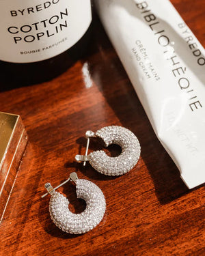 Luv Aj - Pave Mini Donut Hoops in Silver